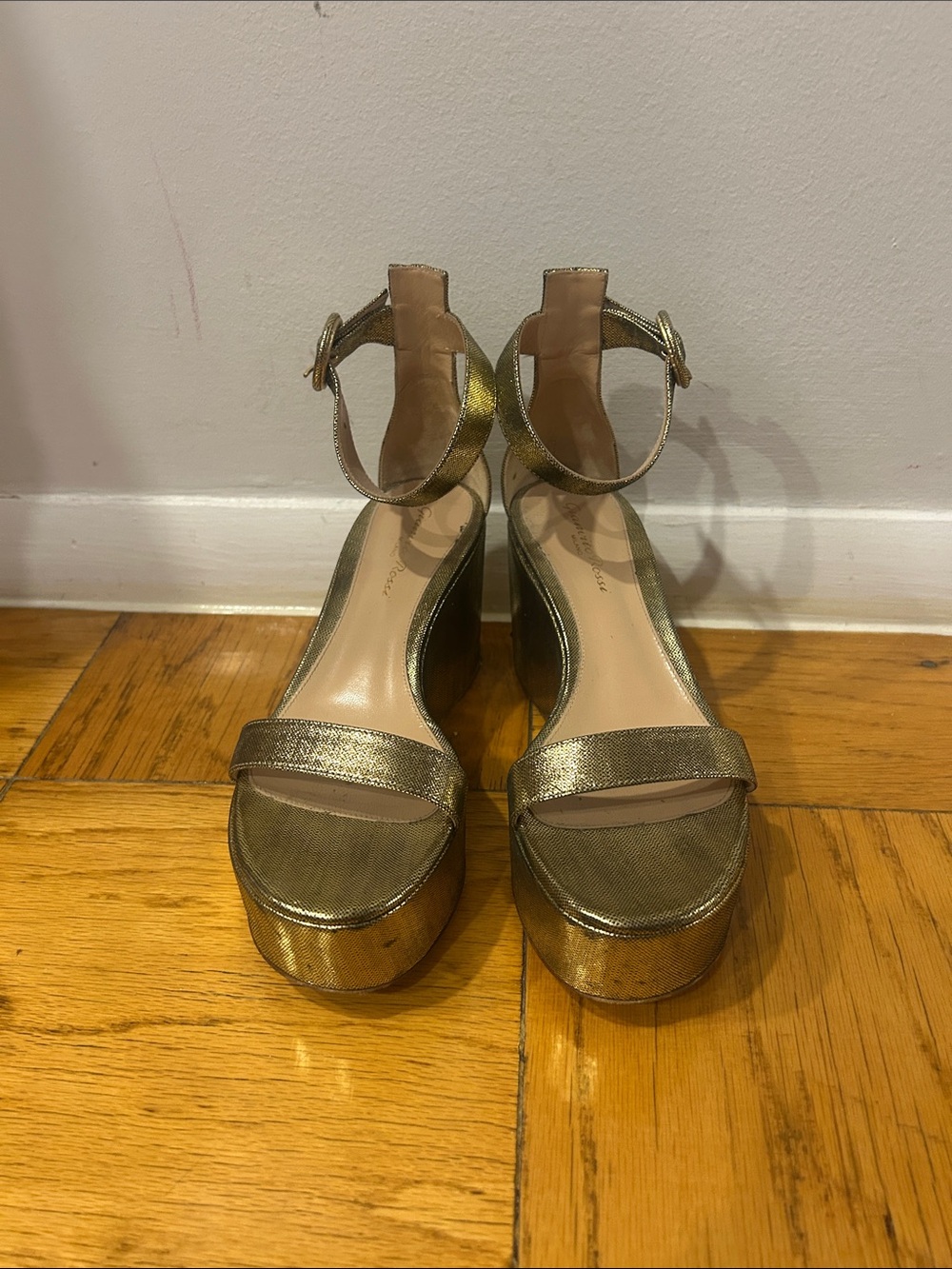Gianvito Rossi Metallic Gold Platform Ankle-Strap Sandals